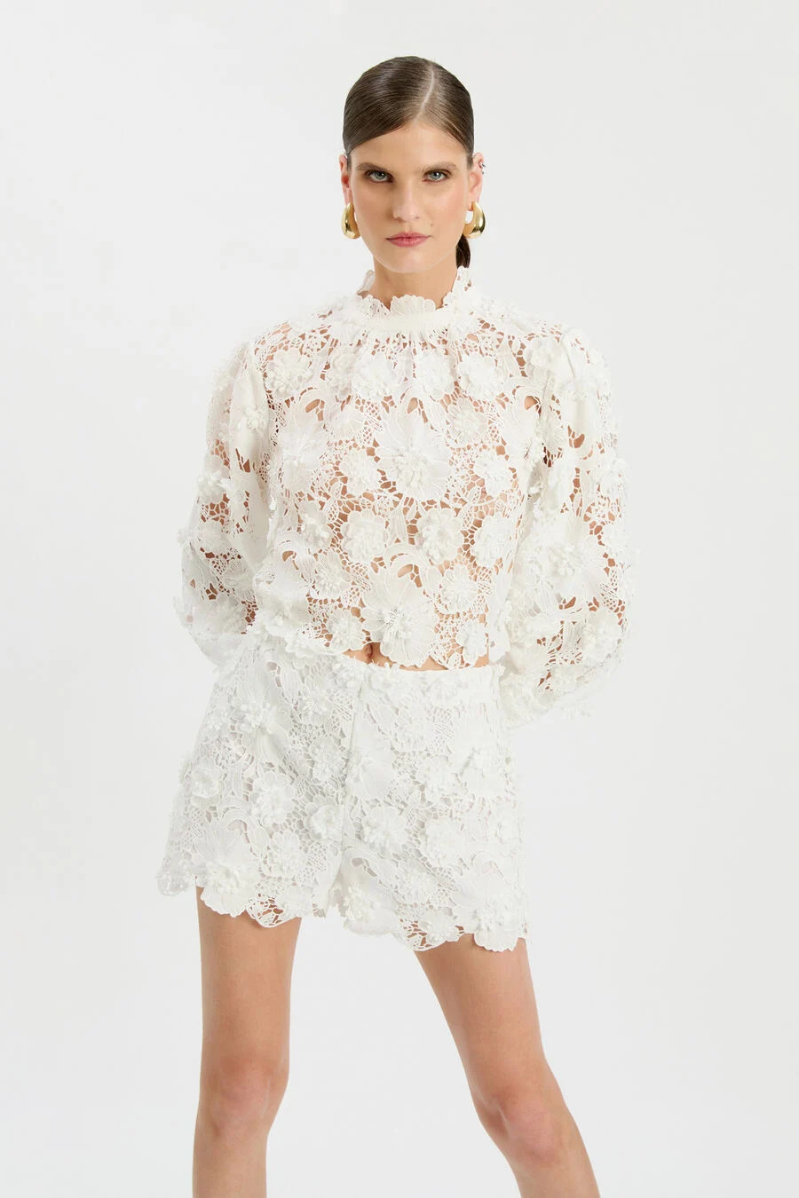 lace georgia top in ivory | Bardot (US)