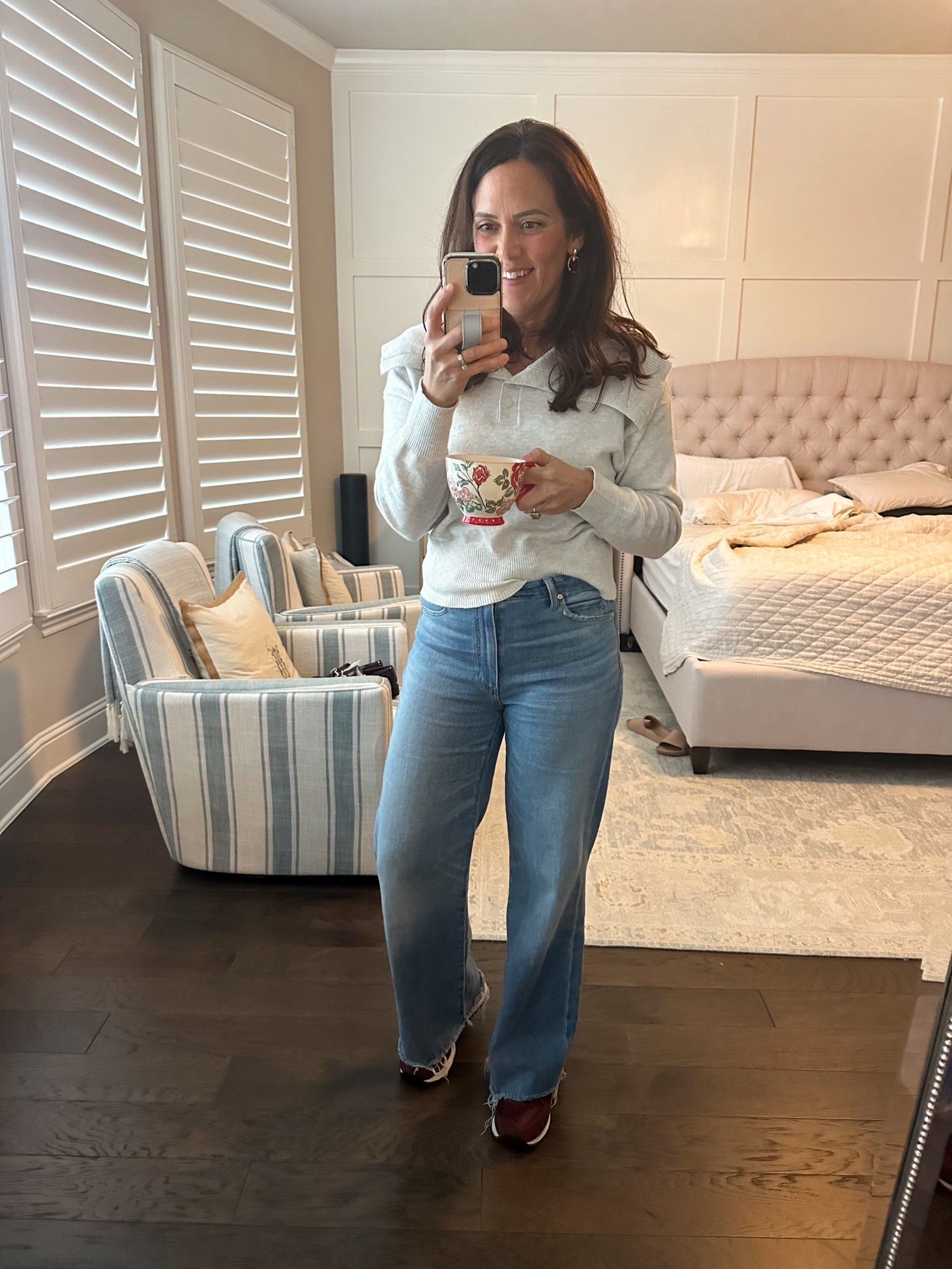 Casual but cute errands and lunch look! 
Sweater TTS - medium under $40
Jeans - 27 TTS 😍
Burgundy sneakers TTS  on sale! 

#LTKmomlife #LTKFindsUnder100 #LTKootd