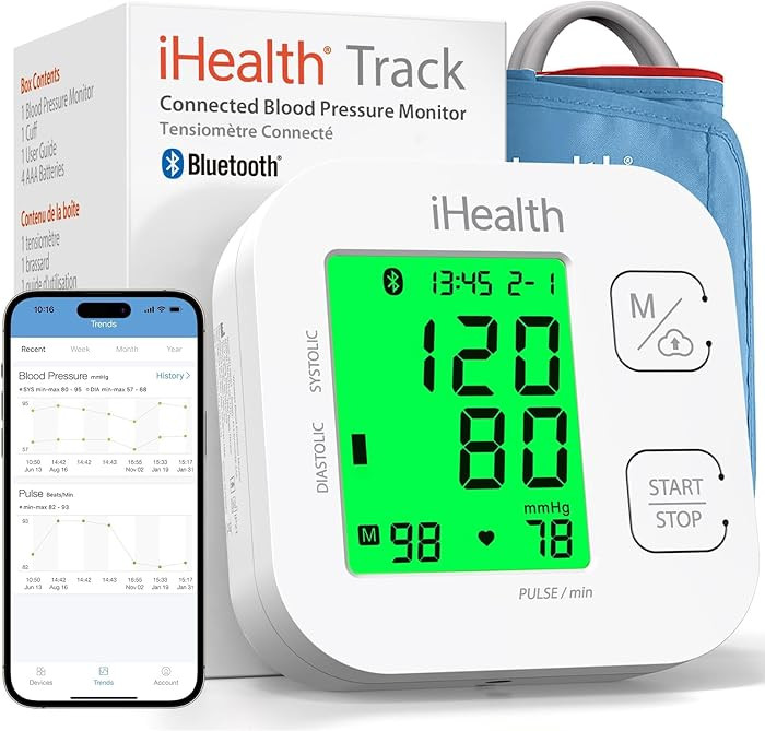 iHealth Track Smart Upper Arm Blood Pressure Monitor with Wide Range Cuff That fits Standard to L... | Amazon (US)