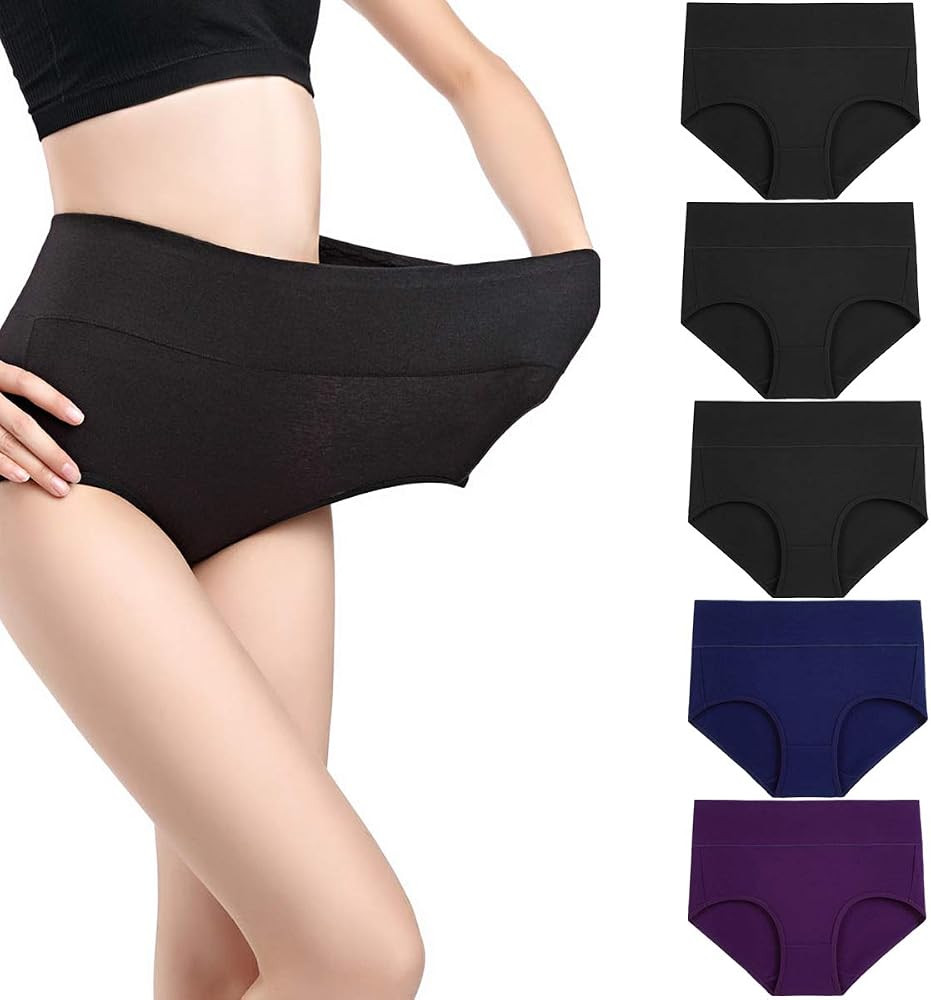 wirarpa Women's Underwear High Waisted Ladies Cotton Panties Soft Full Coverage Briefs 5 Pack | Amazon (US)