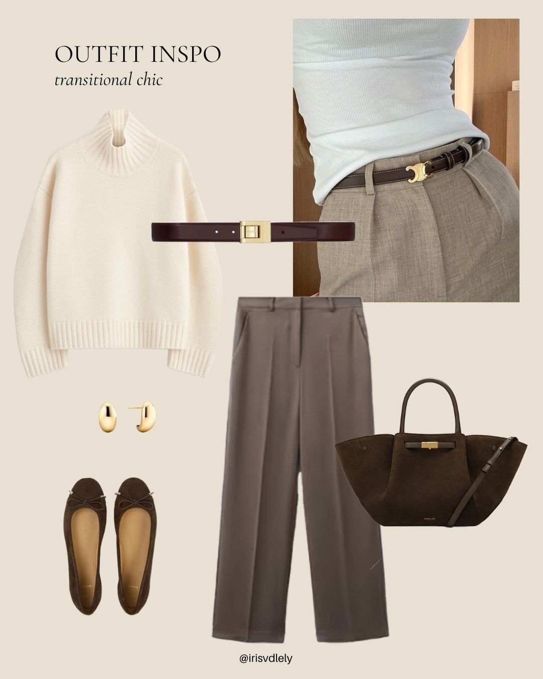 Chic transitional spring look with silk pants and white jumper, the brown ballerinas make the look really spring proof 

#LTKeurope #LTKFashionMonth #LTKspring
