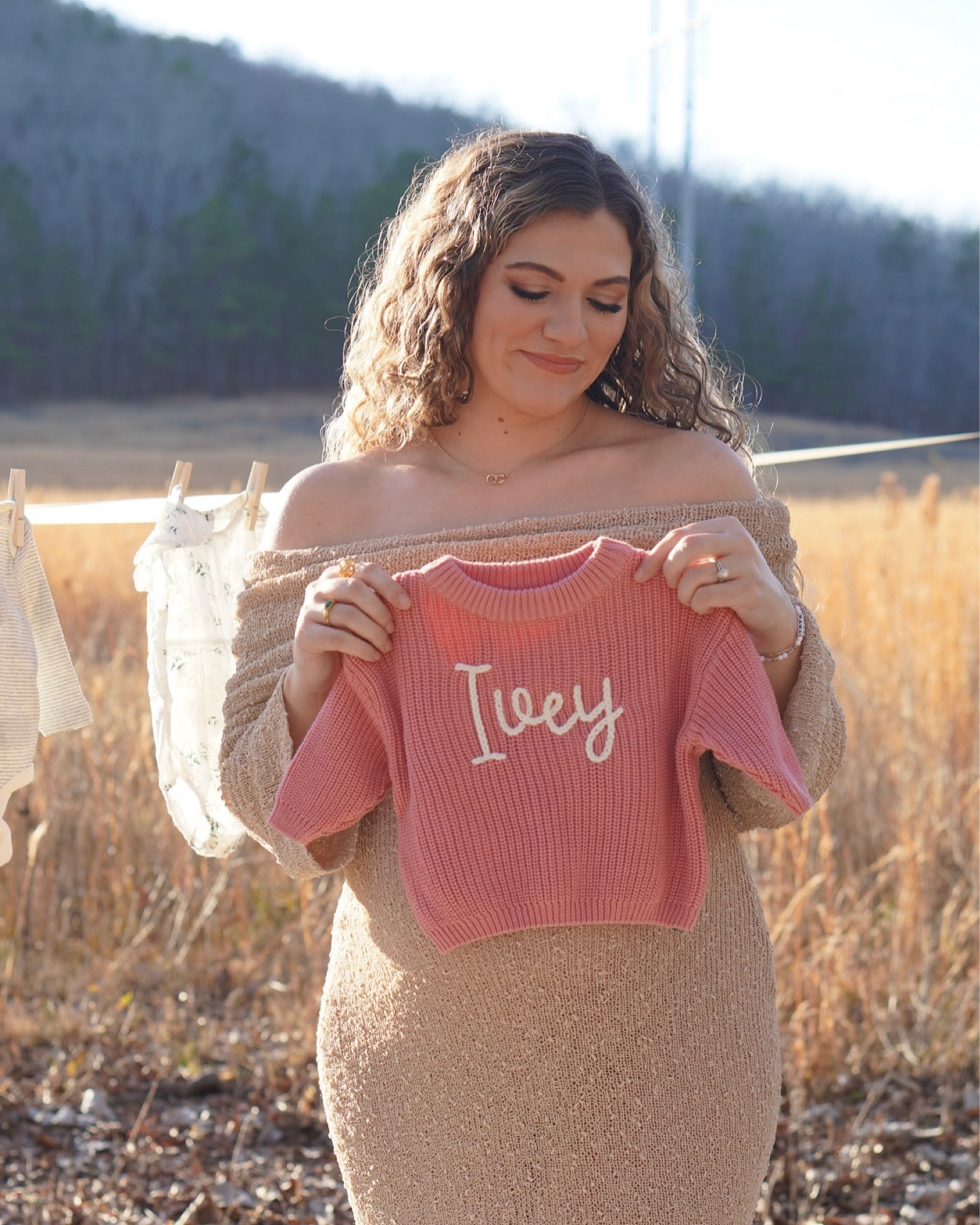 Custom hand embroidered baby sweater! Perfect for newborn name announcement maternity photos 

#LTKBump #LTKBaby #LTKMostLoved