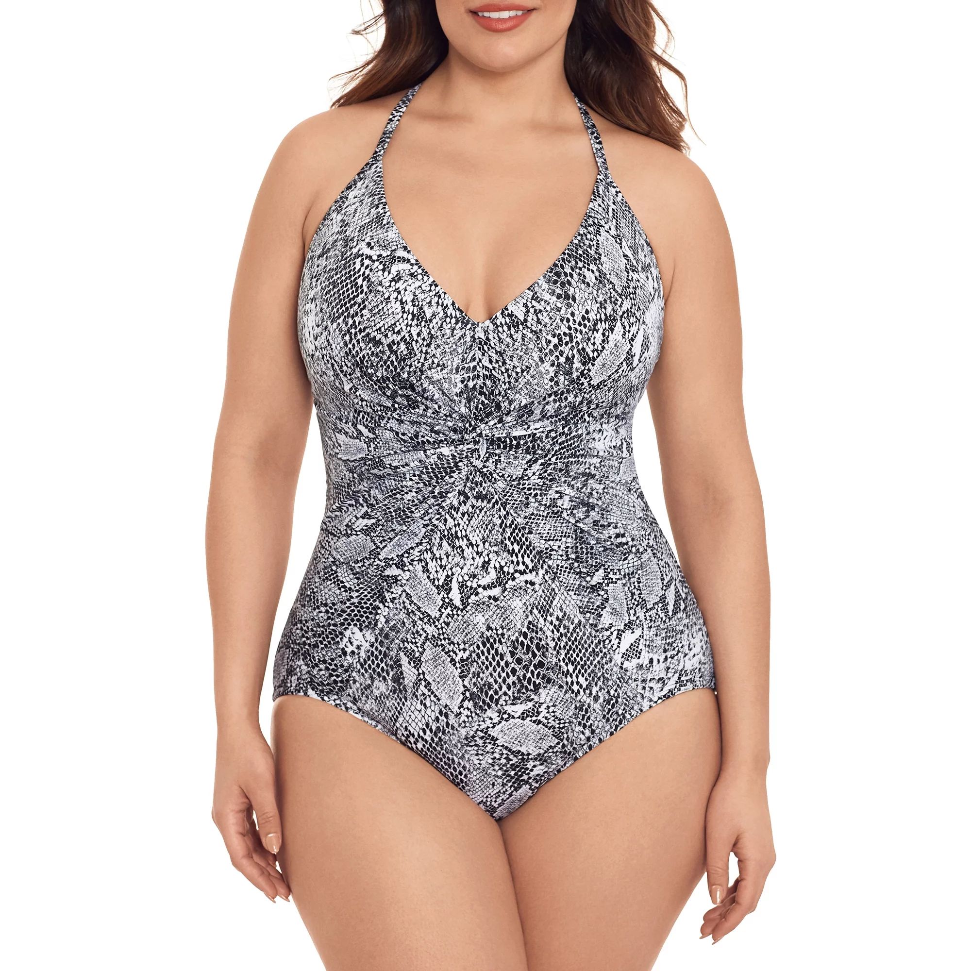 Time and Tru Women's Plus Snakeskin With X Back One Piece Swimsuit | Walmart (US)