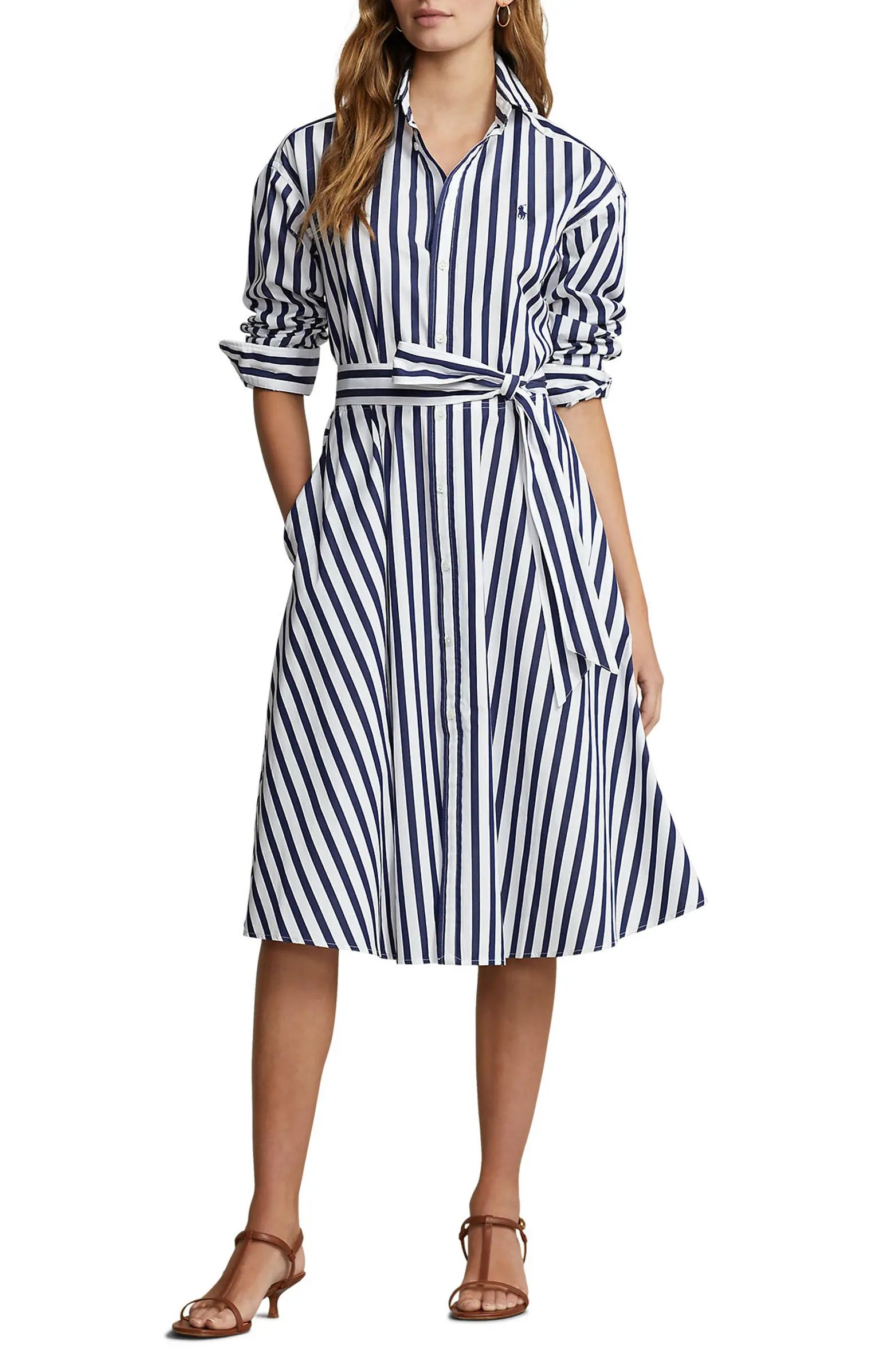 Stripe Long Sleeve Cotton Shirtdress | Nordstrom