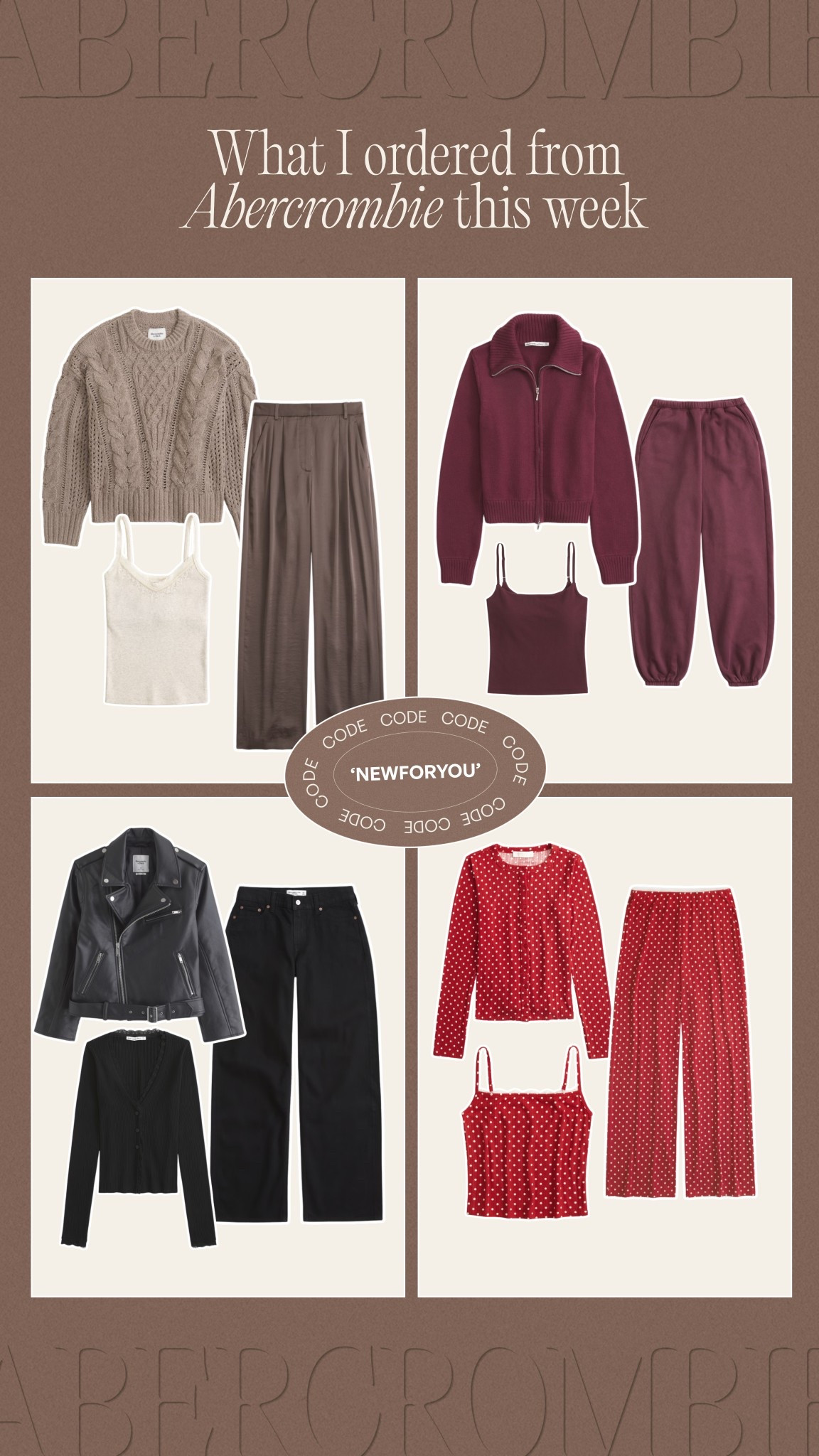 My recent Abercrombie order🤎everything is on sale today in the A&F app with code ‘NEWFORYOU'

#LTKMidsize #LTKSaleAlert #LTKHoliday