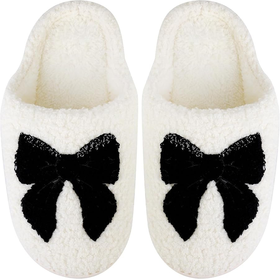Christmas Slippers for Women Men, Soft Slip-On House Winter Plush Fluffy Cute Slippers for Holida... | Amazon (US)