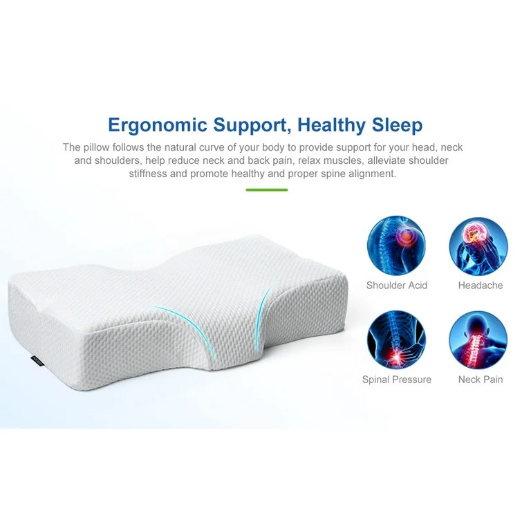 Adkwse Contour Memory Foam Pillow for Neck Pain, Cervical Pillow for Sleeping, Orthopedic Pillow ... | Walmart (US)