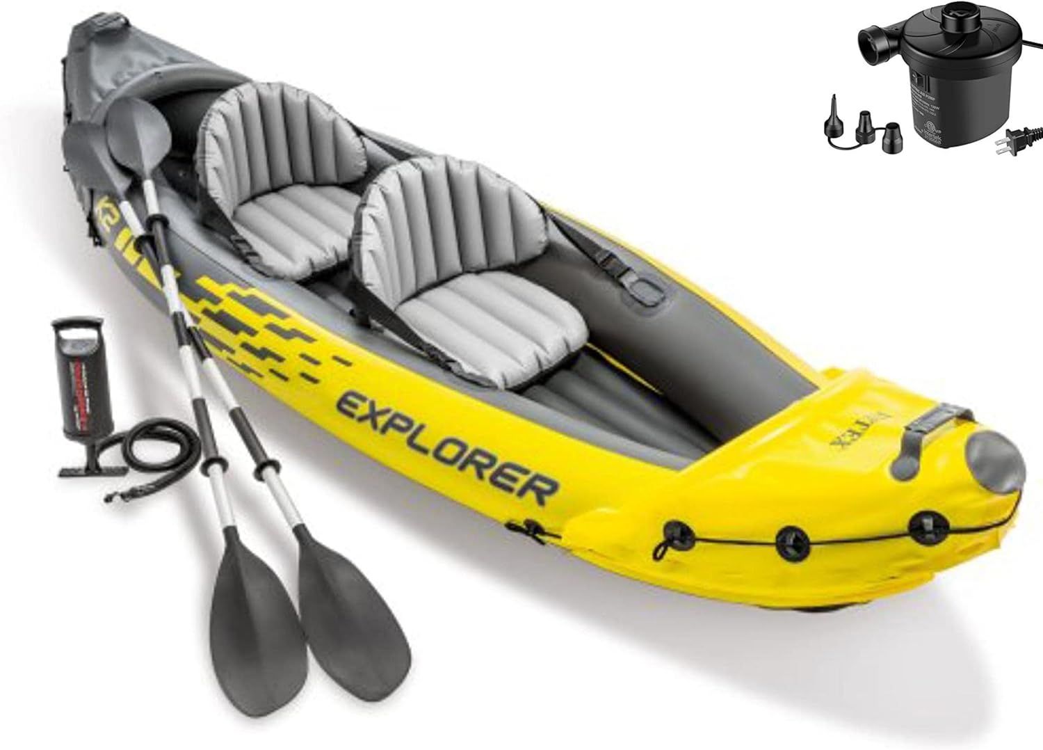 Explorer K2 Kayak, 2-Person Inflatable Kayak Set with Aluminum Oars, Manual and Electric Pumps… | Amazon (US)