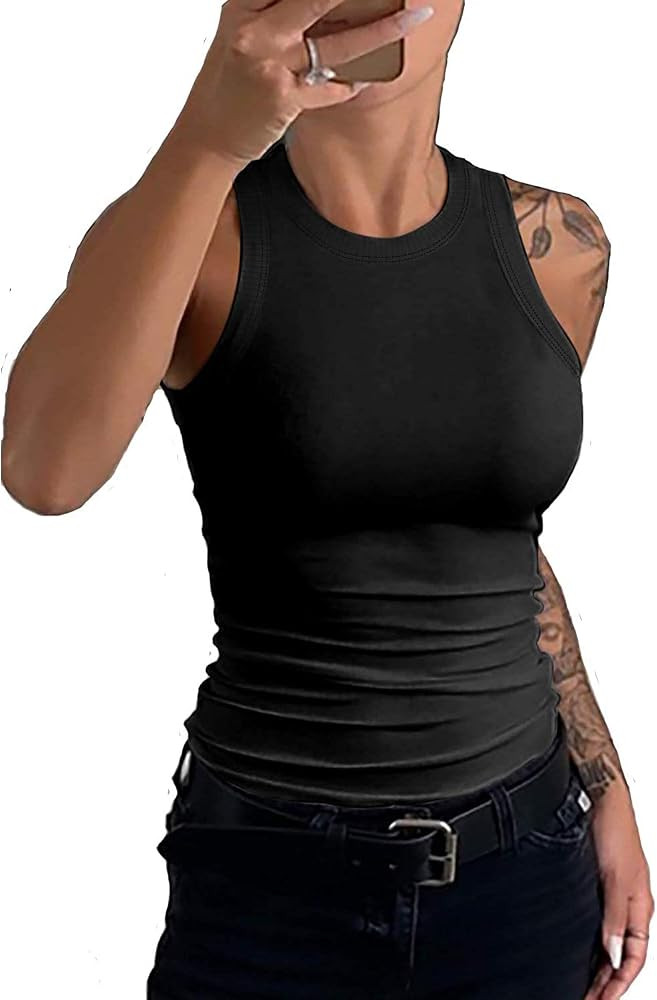 Womens Tank Tops Cotton Ribbed Solid Racerback Tops | Amazon (US)