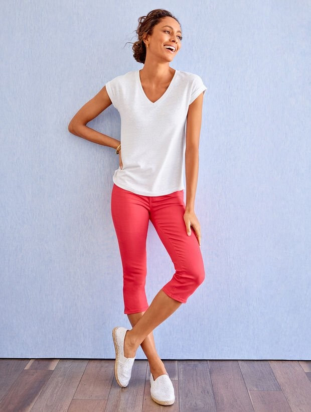 Drop Shoulder V-Neck Tee | Talbots