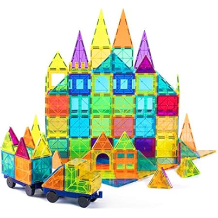 Playmags 100-Piece Colorful Tile Set, Unique Award-Winning Magnetic Building Tiles for Kids, Creativ | Amazon (US)