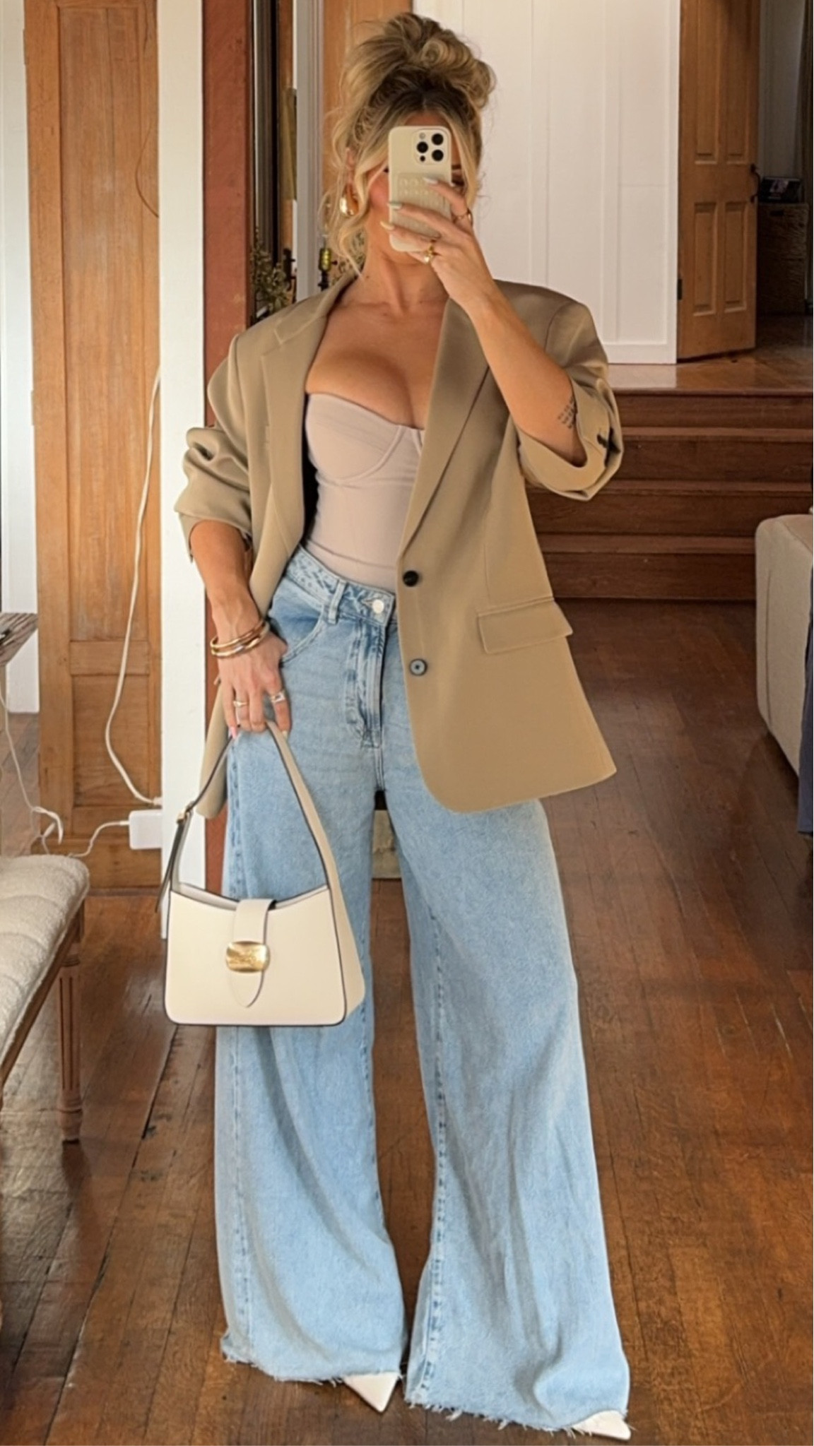 Jeans are sold out but linking nearly identical pair I sized up 2 sizes to a 27! Top is size small. Blazer size small! 🫶🏼

#LTKfindsunder100 #LTKstyletip #LTKSeasonal