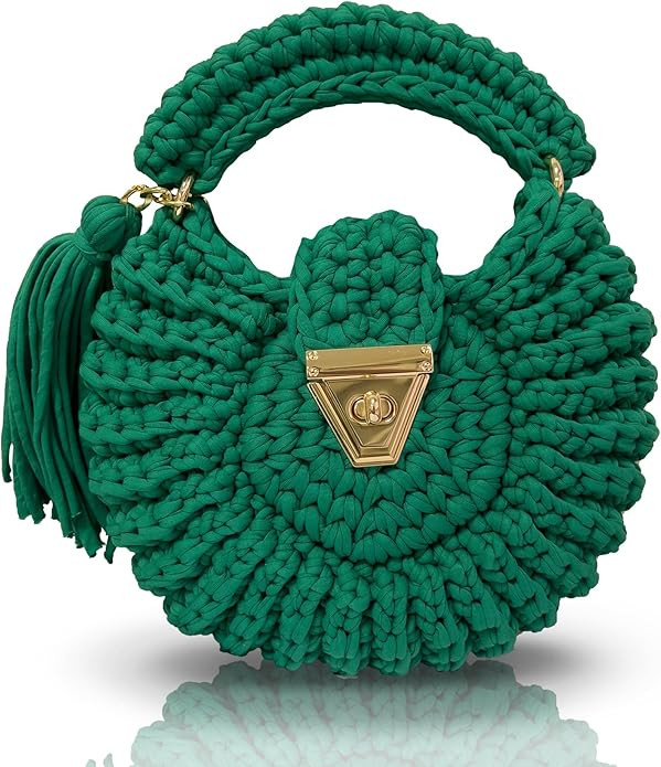 CHQEL Evening Clutch Bag for Women, Handmade Crochet Wedding Party Purse, Small Flap Formal Cross... | Amazon (US)