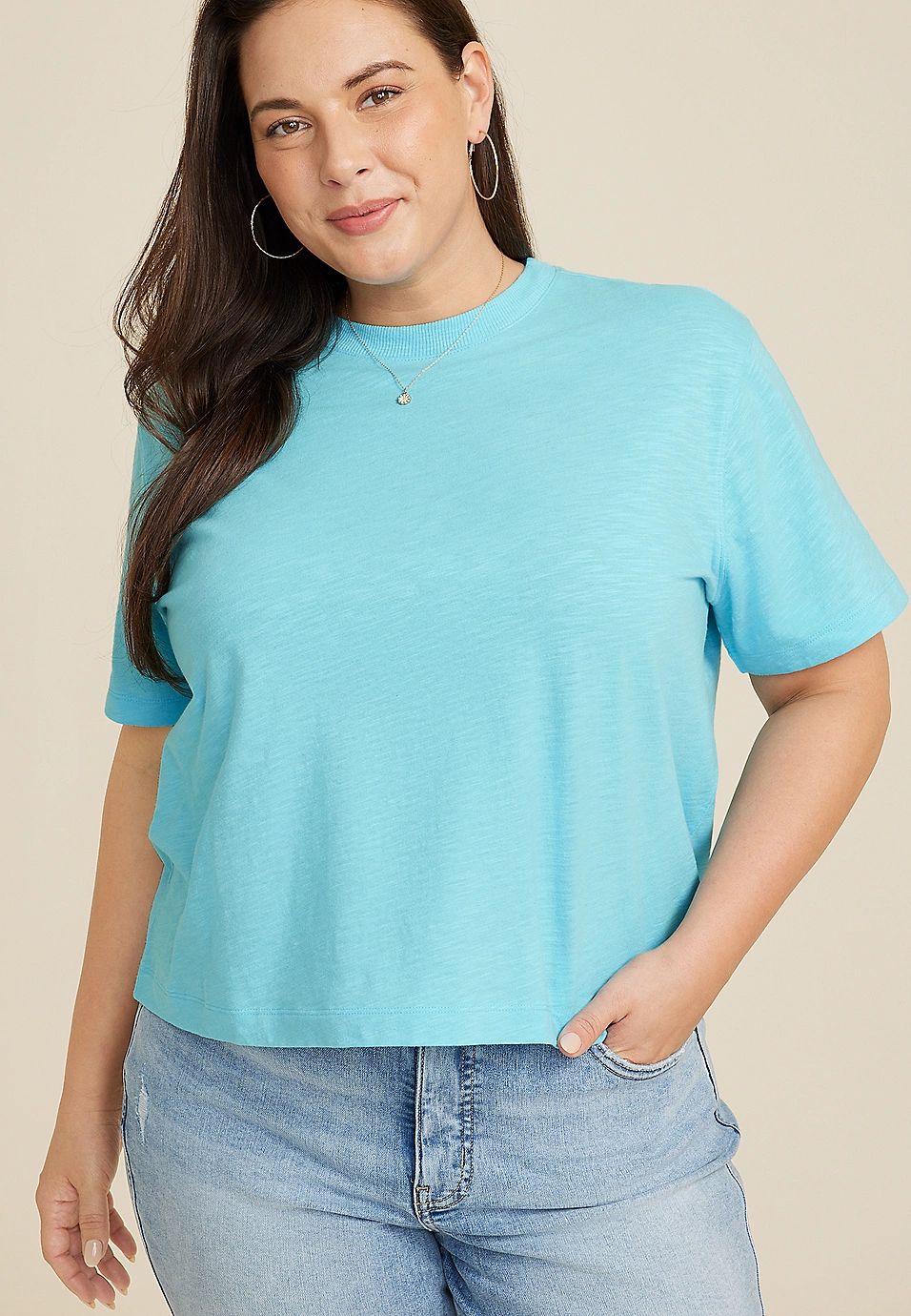 Plus Size 24/7 Boxy Crop Tee | Maurices