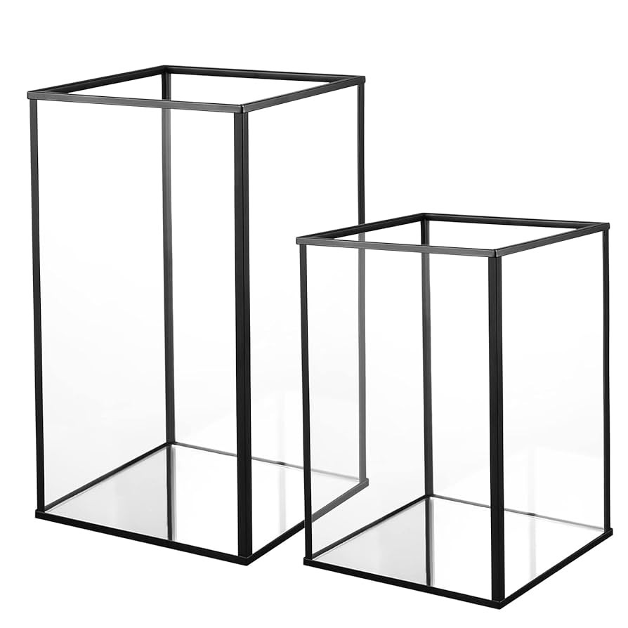 Phosphor Hurricane Camdle Holder Set of 2 Pieces, Black Glass Candle Holder for Wedding, Party, H... | Amazon (US)