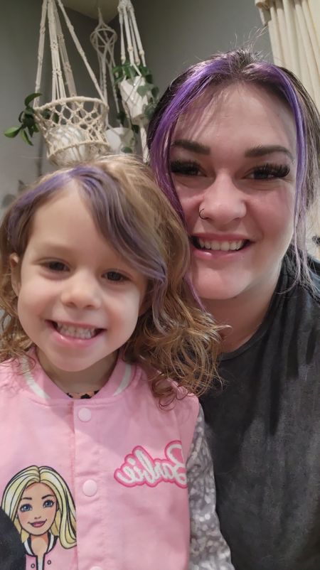 Carolynn wanted purple hair to match momma so we of course used purple hair chalk so she could have matching hair with me 🥺💜 

#LTKkids #LTKfamily
