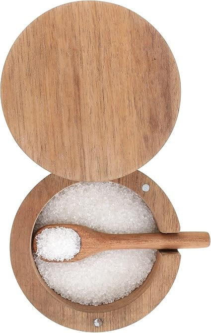 Acacia Wood Salt Container with Spoon Keeper Salt Box Spice Storage Box Condiment Pot Sugar Bowl ... | Amazon (CA)