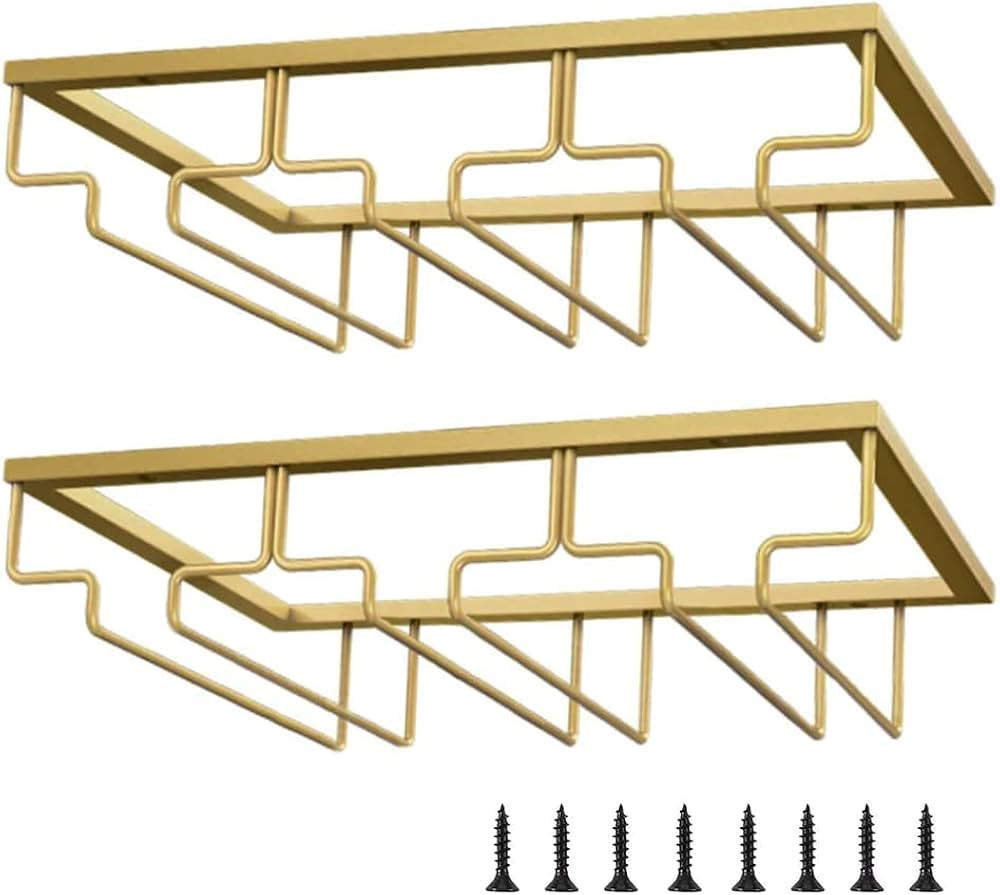 hodzumrac Wine Glass Rack under Cabinet Stemware Rack, Wine Glass Holder Organizer for Cabinet Ki... | Amazon (US)