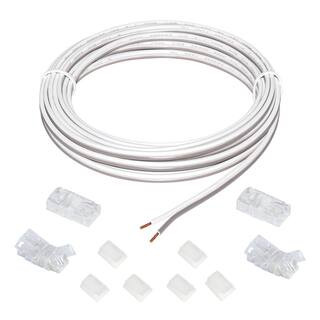 Commercial Electric 13 ft. White Connector Cord LED Strip Light Accessory Pack (4 Wire-to-Tape Co... | The Home Depot