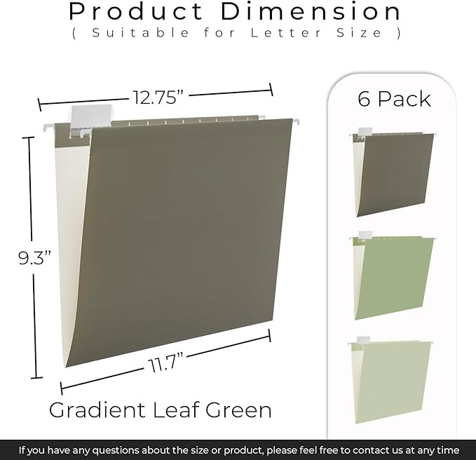 Y YOMA 6 Pack Gradient Hanging File Folders Letter Size Decorative Hanging Folder Pretty File Fol... | Amazon (US)