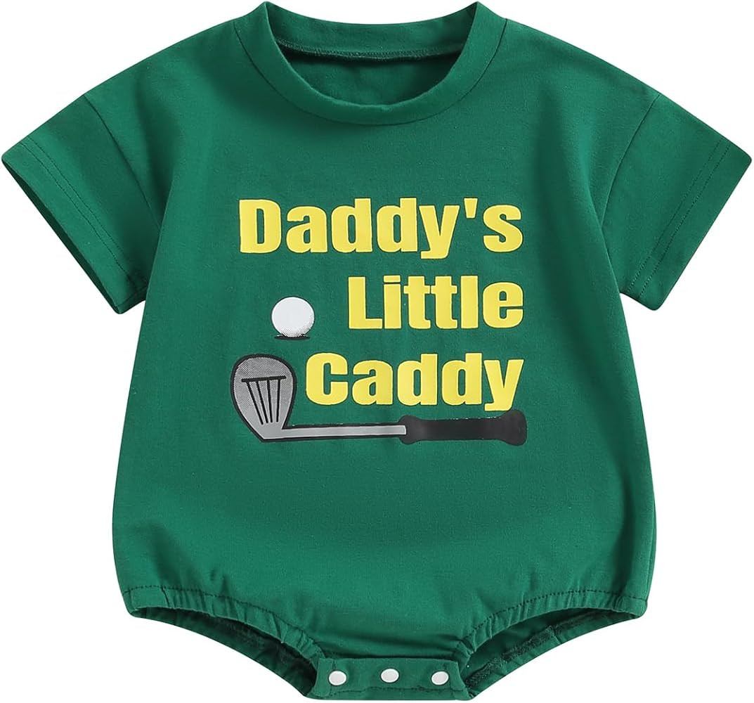 Unisex Baby Boy Girl Golf Outfit Daddy's Little Caddy Golf Short Sleeve Bubble Romper Infant Baby... | Amazon (US)
