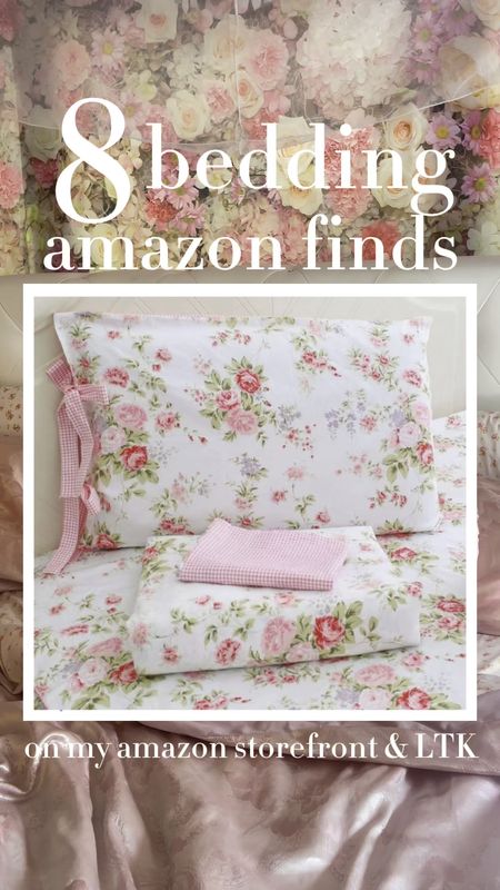 eight girly bedding finds from amazon!! #shabbychic #coquettebedding #coquetteroom #dollette #hyperfeminine #floralbedding 