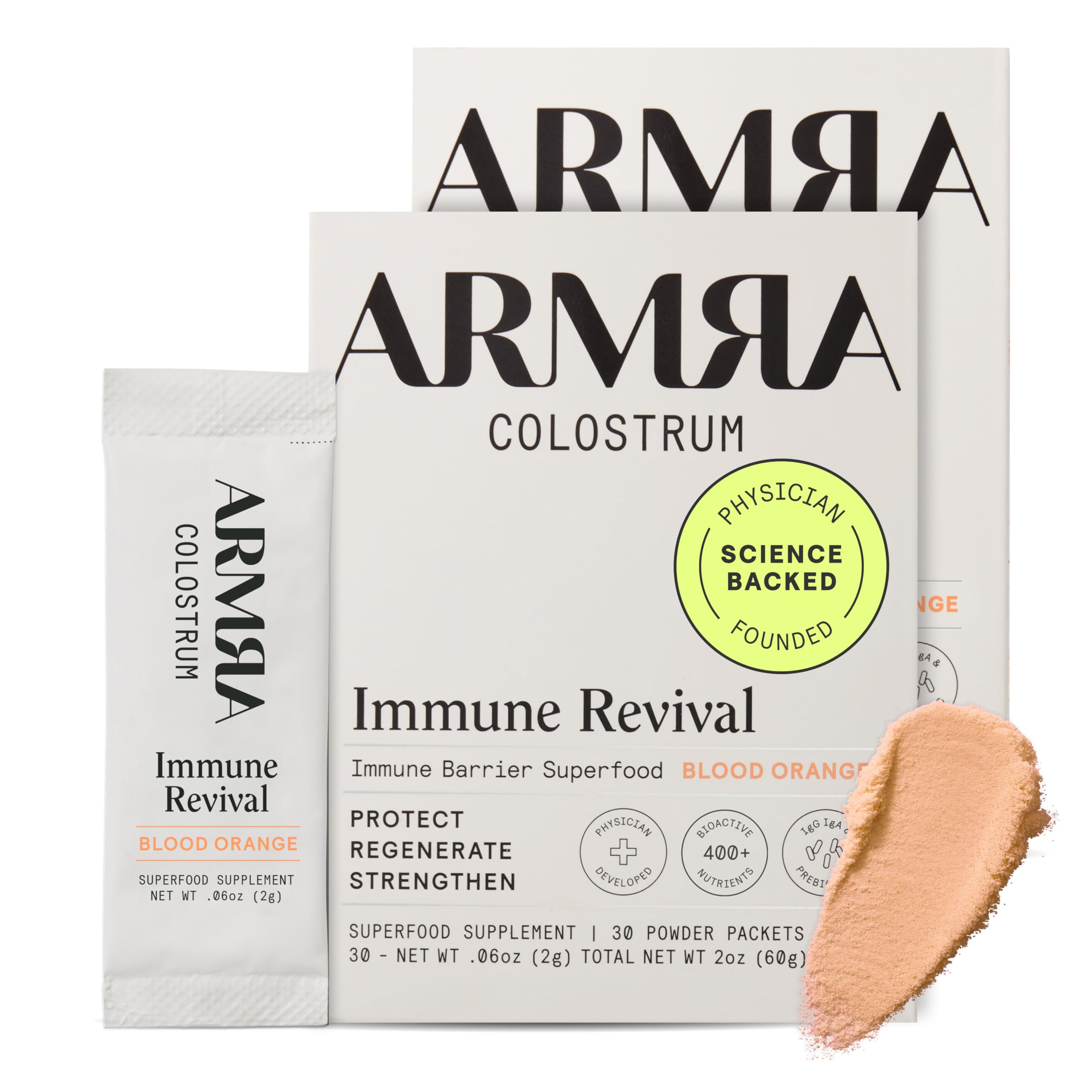 ARMRA Colostrum Powder | Blood Orange | Gut Health & Bloating | Skin & Hair | Immunity | Keto, Gluten & Fat-Free | 60 Servings | Amazon (US)