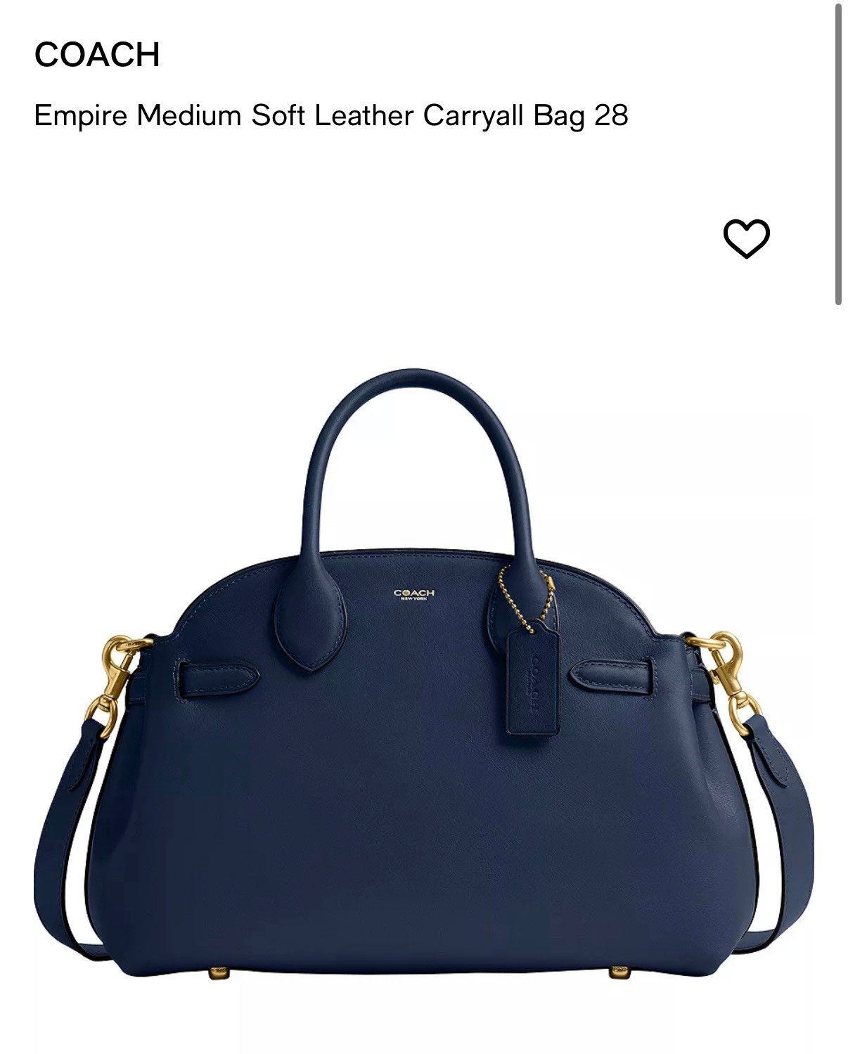 Coach Empire 28 in Navy ! Sharing a recent handbag purchase that I’m in love with . Coach bag have my heart! The coach empire 28 is the perfect everyday bag and that shade of blue is soo pretty, perfect year-round color purse 