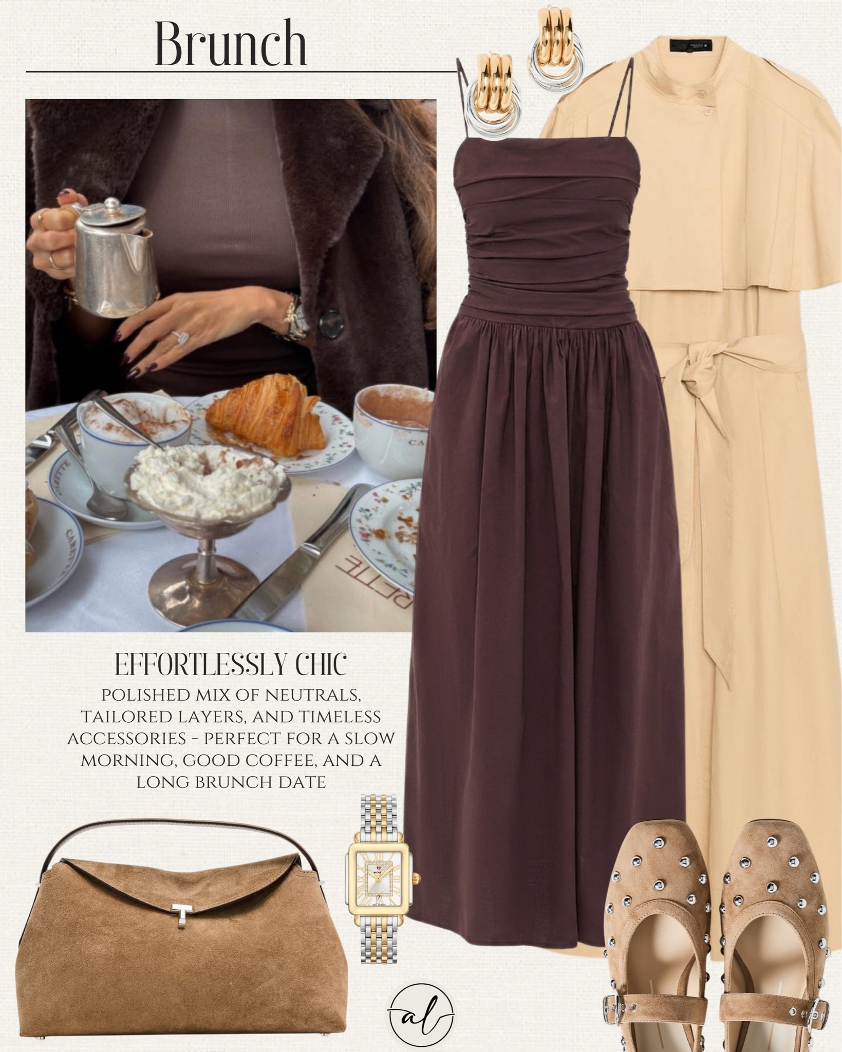 Brunch outfit idea - effortlessly chic 
Maxi brown dress with long coat and accessories 🤎

#LTKU #LTKSeasonal #LTKootd