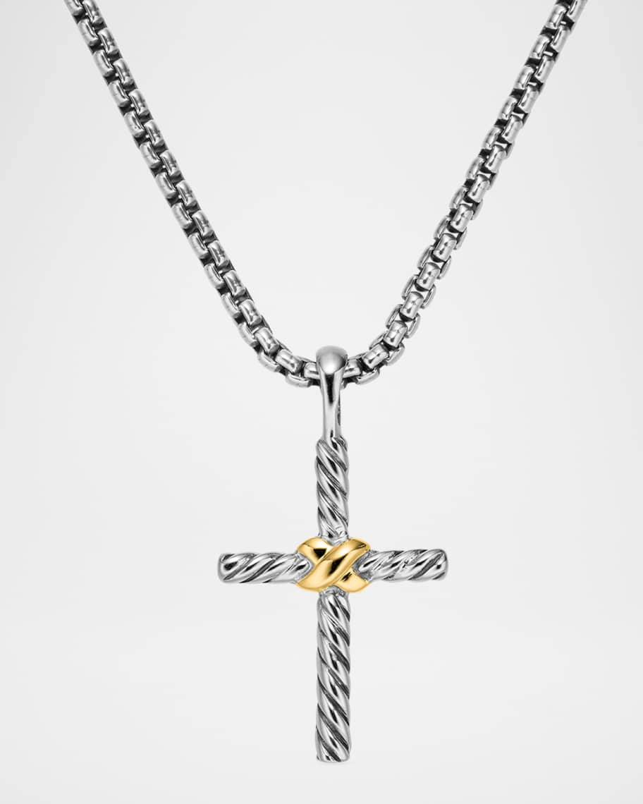 David Yurman Petite X Cross with Gold on Chain | Neiman Marcus