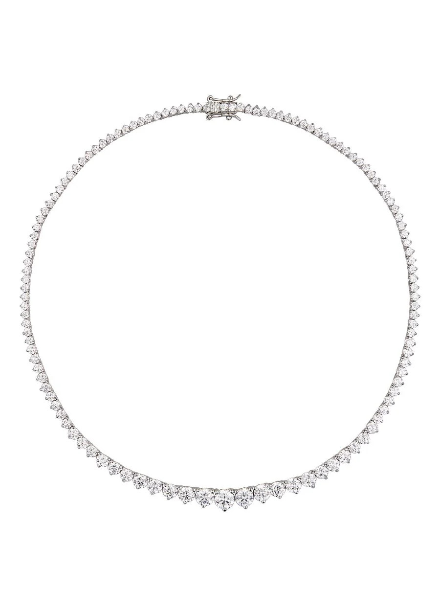 CAMPBELL GRADUATED, LAB-GROWN WHITE SAPPHIRE SILVER RIVIERE NECKLACE | Dorsey
