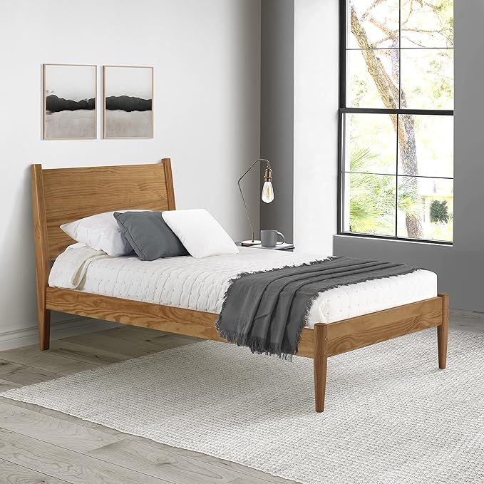 Mid-Century Panel Bed - Twin Size - Castanho Finish | Amazon (US)