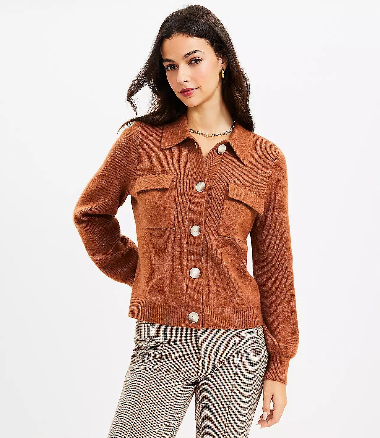 Collared Pocket Sweater Jacket | LOFT