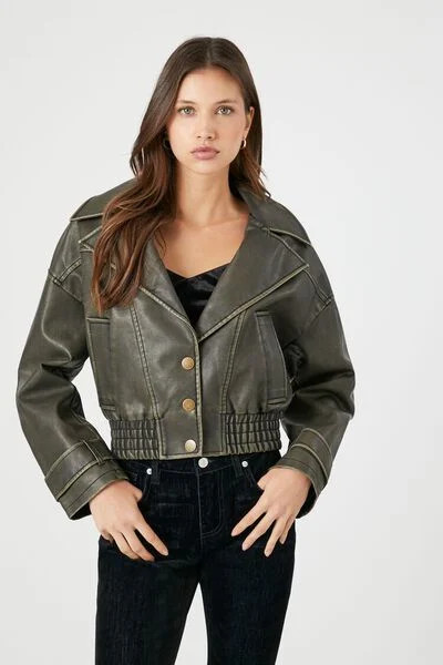 Faux Leather Notched Moto Jacket | Forever 21 | Forever 21 (US)
