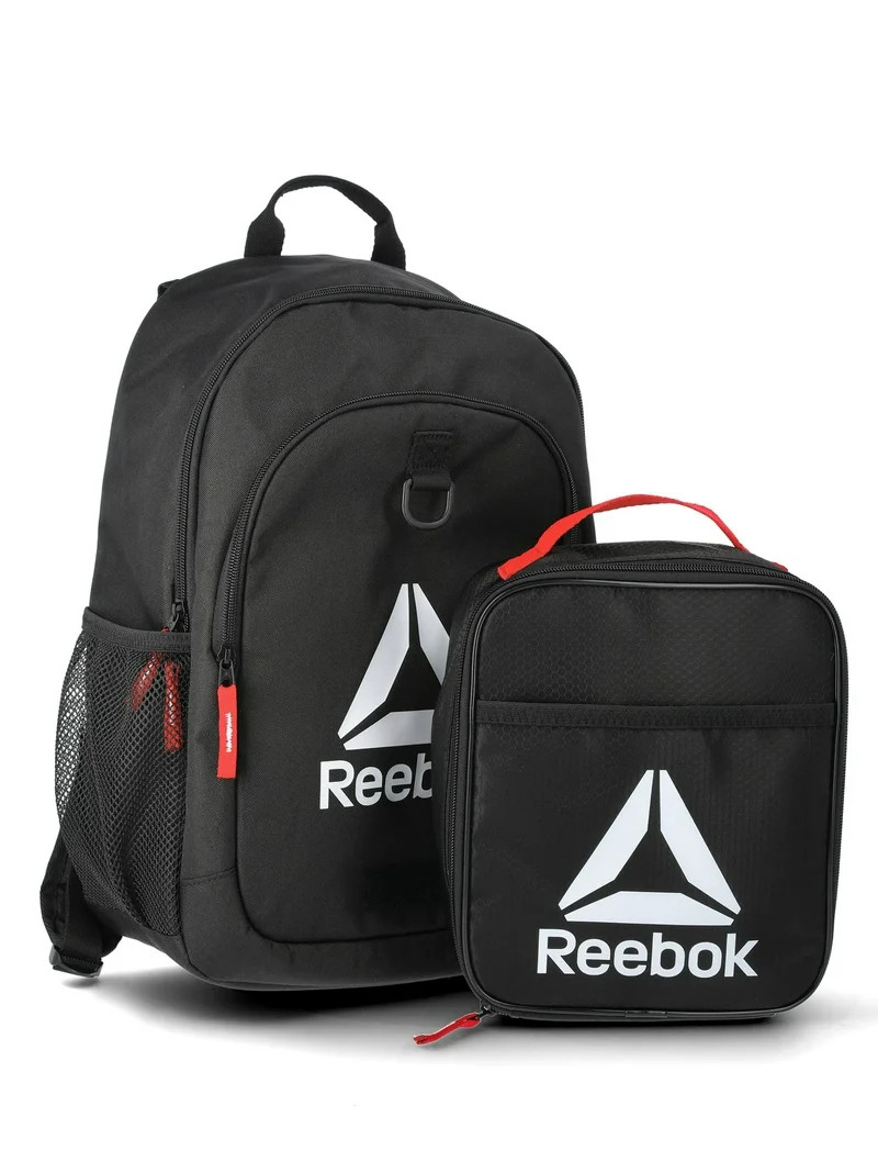 Reebok Unisex Kids' Charlie 17" Laptop Backpack with Lunch Box, 2-Piece Set, Black | Walmart (US)
