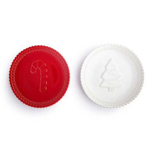 Mini Ceramic Christmas Cookie Plates - Set of 2 | DEMDACO