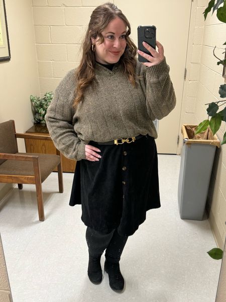 Loving this corduroy skirt for the colder months. Perfect for work with a chunky sweater (sweater is men’s Oscar De La Renta I thrifted)

#LTKworkwear #LTKstyletip #LTKplussize
