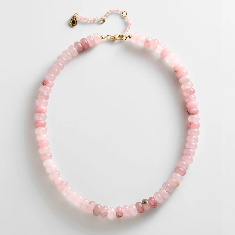 Joyce Semi-Precious Beaded Necklace - Strawberry Quartz | BaubleBar