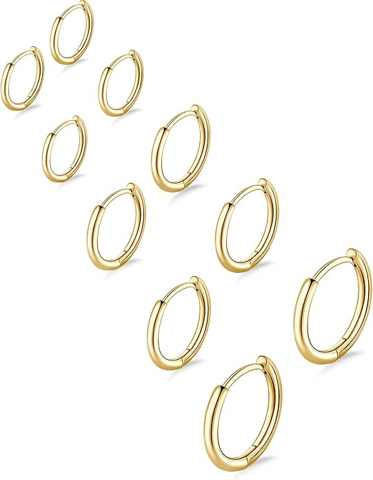 316L Surgical Stainless Steel Small Gold Silver Hoop Earrings for Women Men,Hypoallergenic Cartil... | Amazon (US)