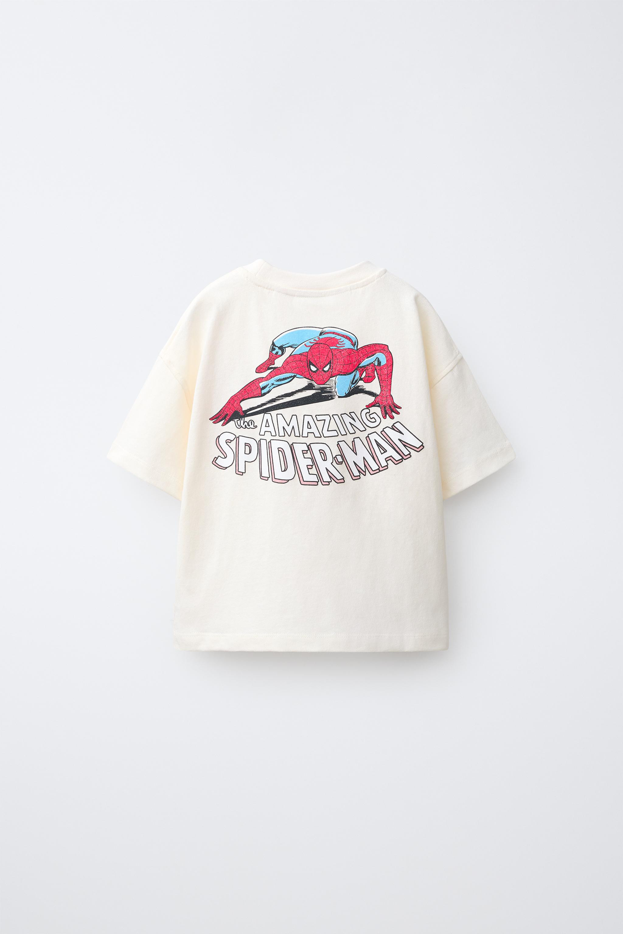 Round neck short sleeve T-shirt. Spider-Man \u00a9 Marvel print on chest and back. | Zara US