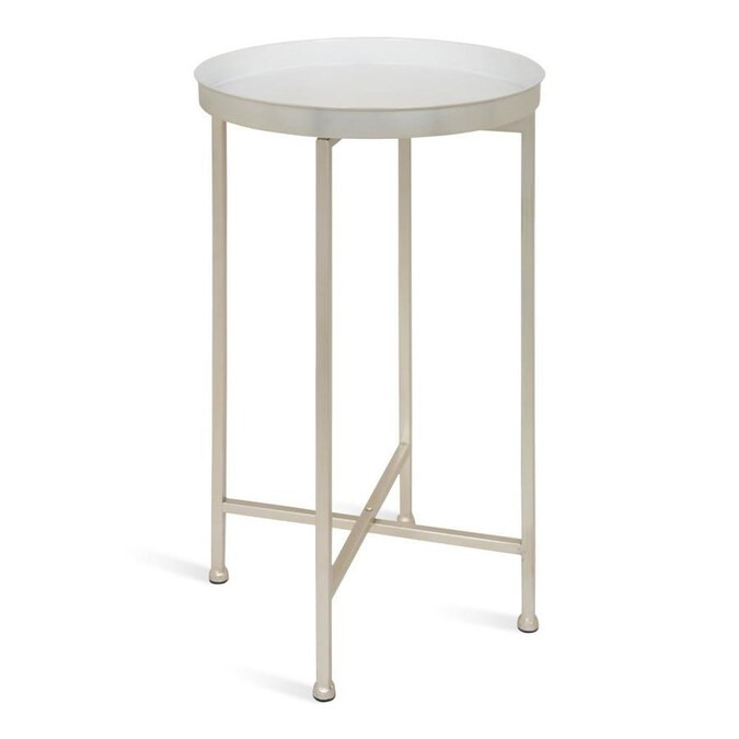 Kate and Laurel Celia Silver/White Metal Round End Table | Lowe's