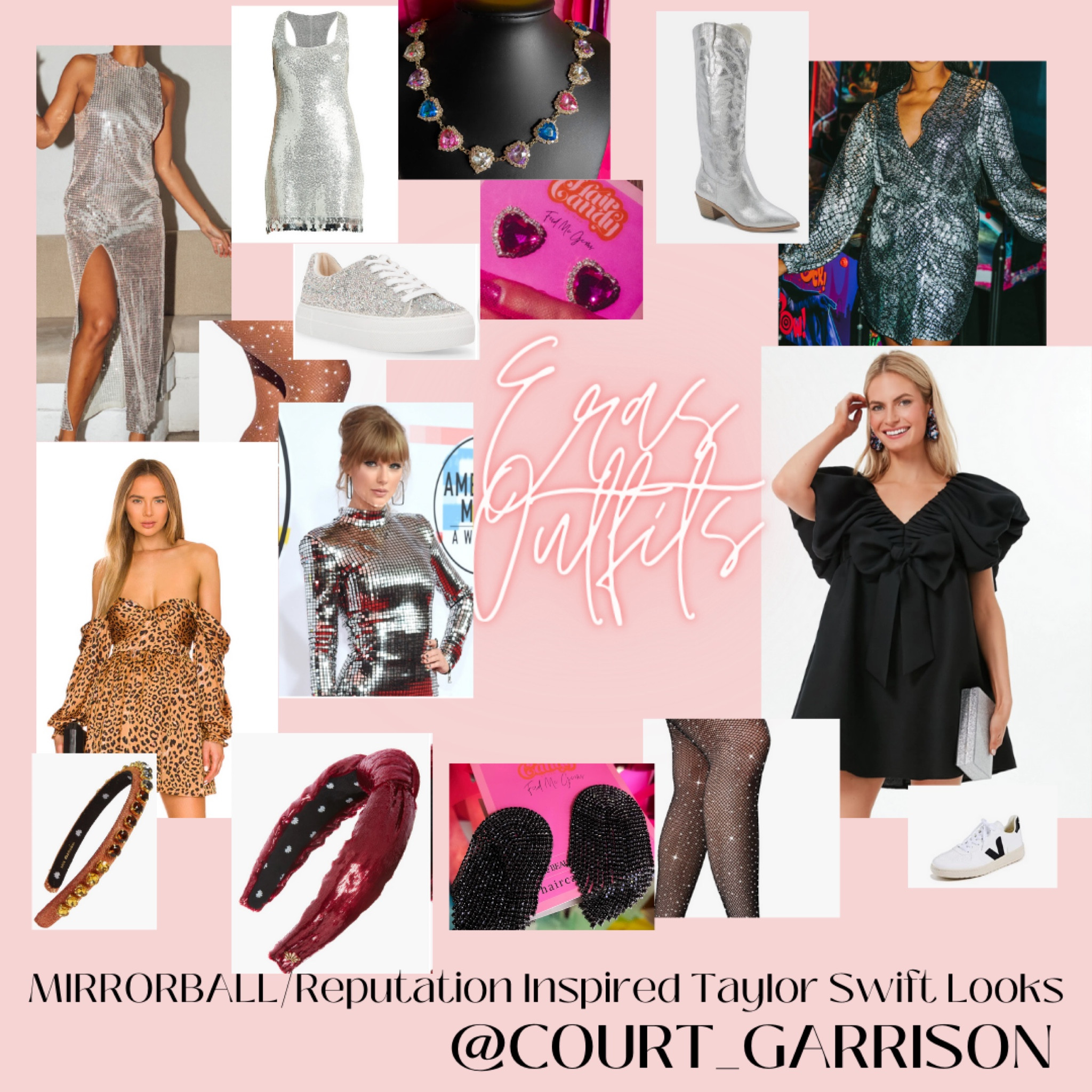 Taylor Swift Outfit Ideas: Mirrorball & REPUTATION Eras Tour Looks! Included sequins, snakeskin, leopard, black puff dress and gorgeous headbands for  multiple Taylor Swift Concert looks! 🐍🐍🐍🐍
.
.
Some sneakers and some REPUTATION booties to choose from, I linked some sparkly tights too 🐍 
.
.
.
#erastour #Rep #Reputation #nashvilleoutfit #countryconcert #dresses #vacationoutfit #taylorswift #sequin 
#swifties #sparkletights #LTKFestival 

#LTKSeasonal #LTKFind #LTKwedding
