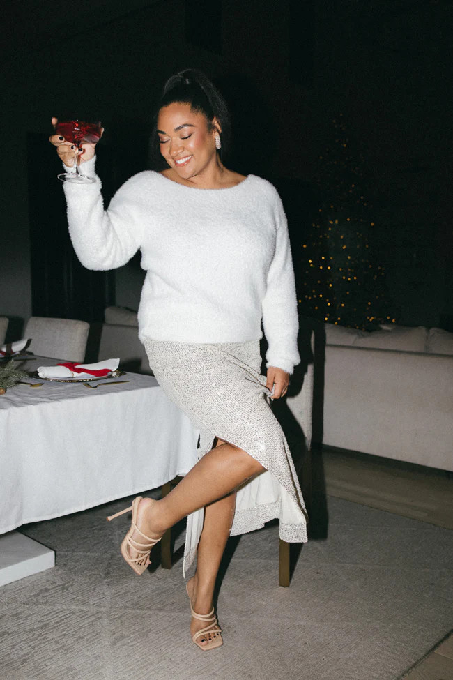 Own The Night Champagne Sequin Maxi Skirt | Pink Lily