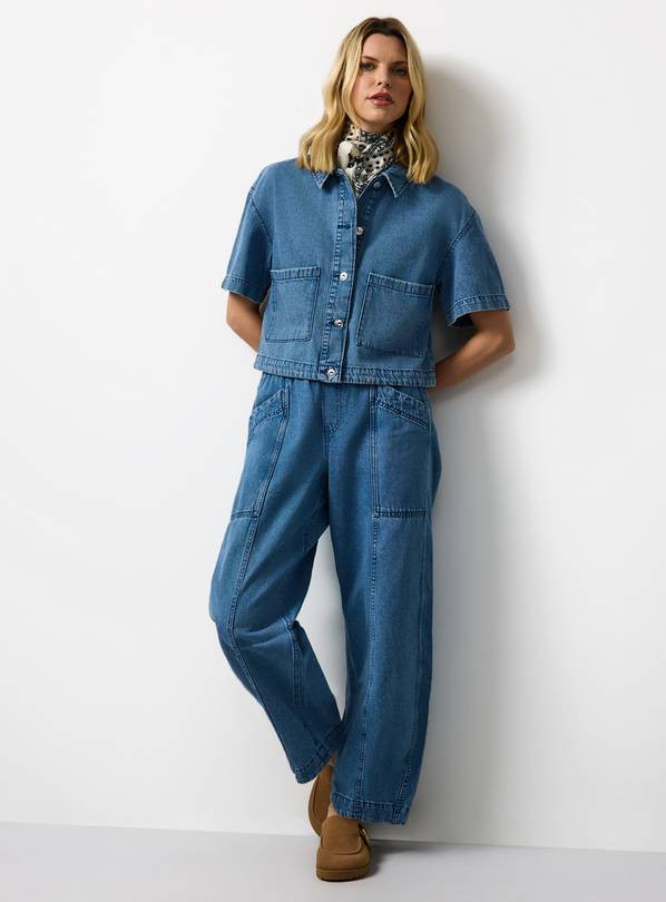 Mid Denim Boxy Short Sleeve Co-ord Shirt 18 | Tu Clothing