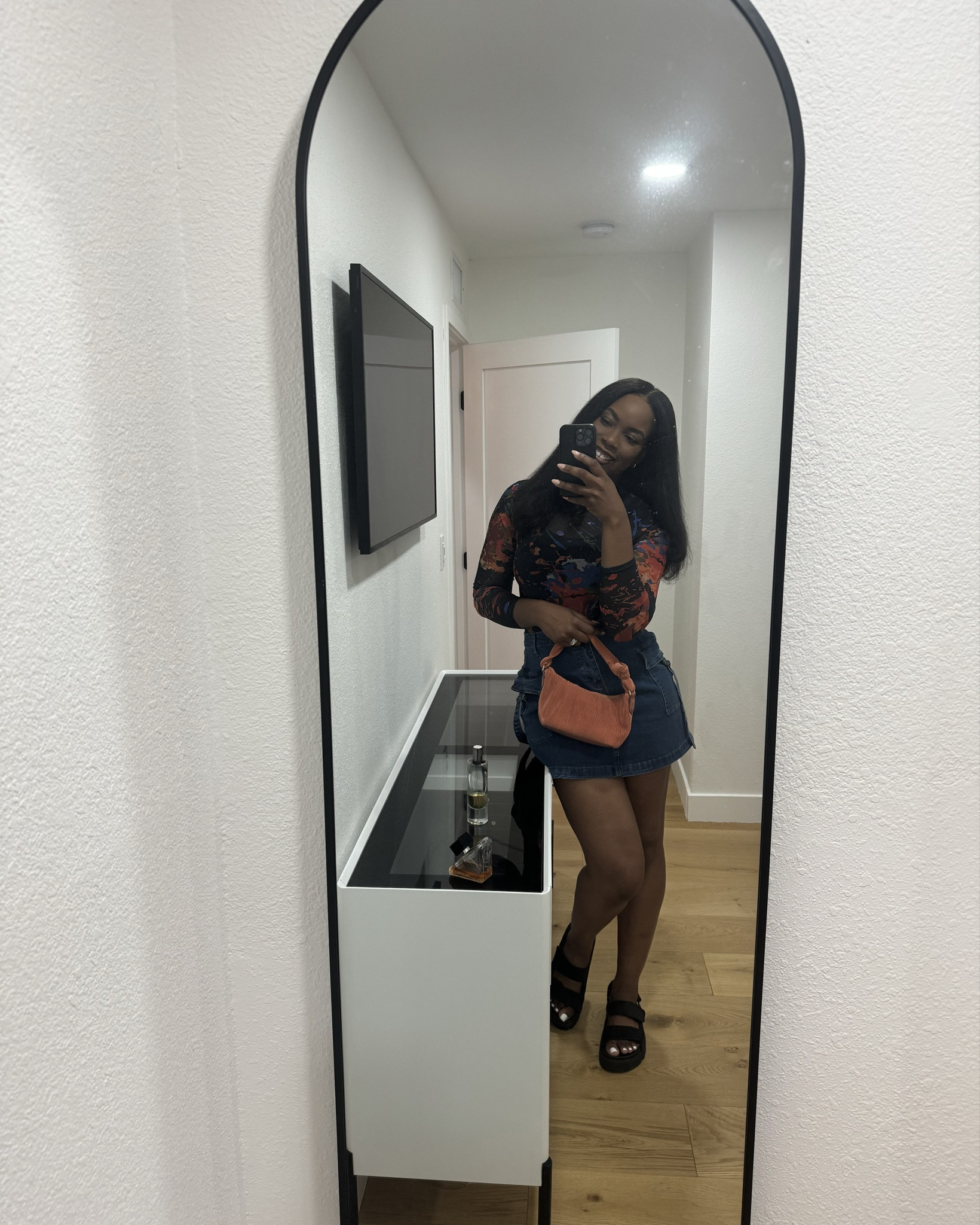 Denim Cargo skirt and sheer body suit combo for a girls night out!

#LTKfindsunder50 #LTKstyletip