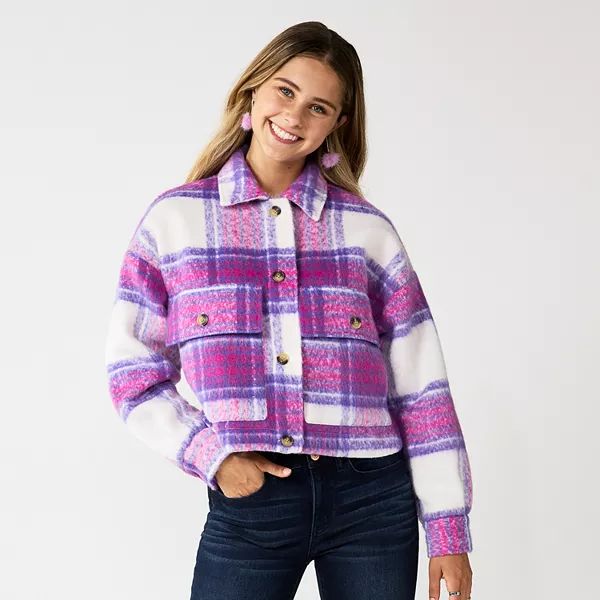 Juniors' SO® Cropped Shacket | Kohl's