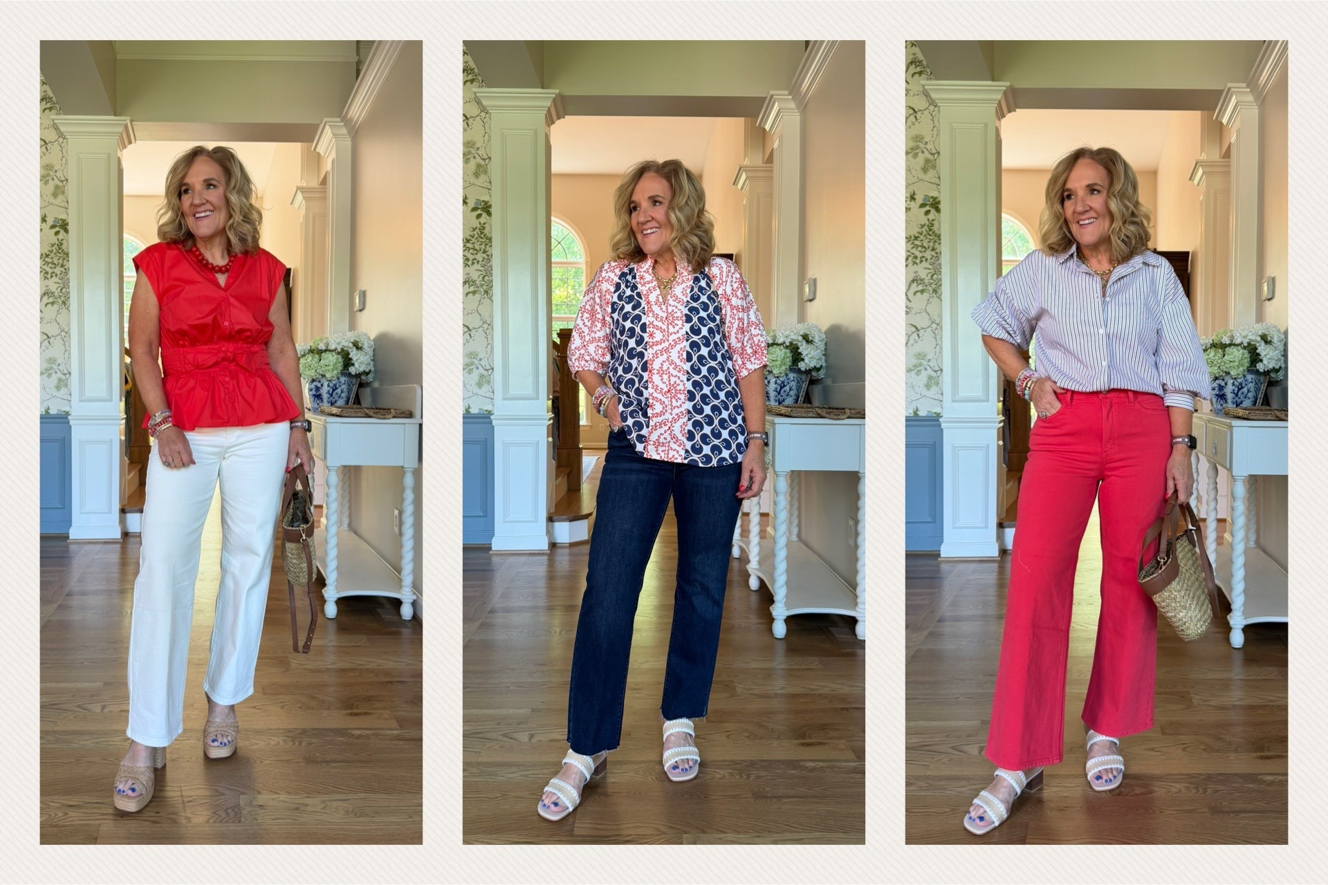 Avara spring summer casual
Use code NANETTE15 for 15% off 

White & dark Jeans size 8/29
Red jeans you must size up 
tops size medium 

#LTKPetite #LTKOver40 #LTKSeasonal