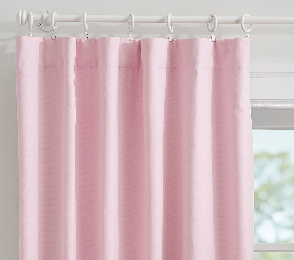 Quincy Cotton Canvas Blackout Curtain, 84"", Light Pink | Pottery Barn Kids