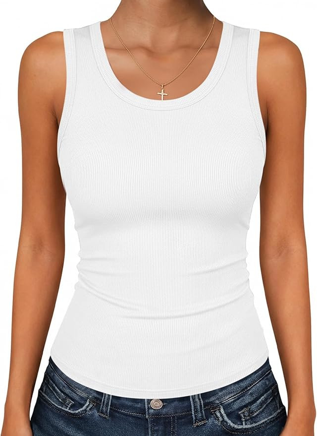 Zeagoo Womens Tank Tops 2026 Scoop Neck Ribbed Sleeveless Top Casual Basic Slim Fitted Knit Cami ... | Amazon (US)