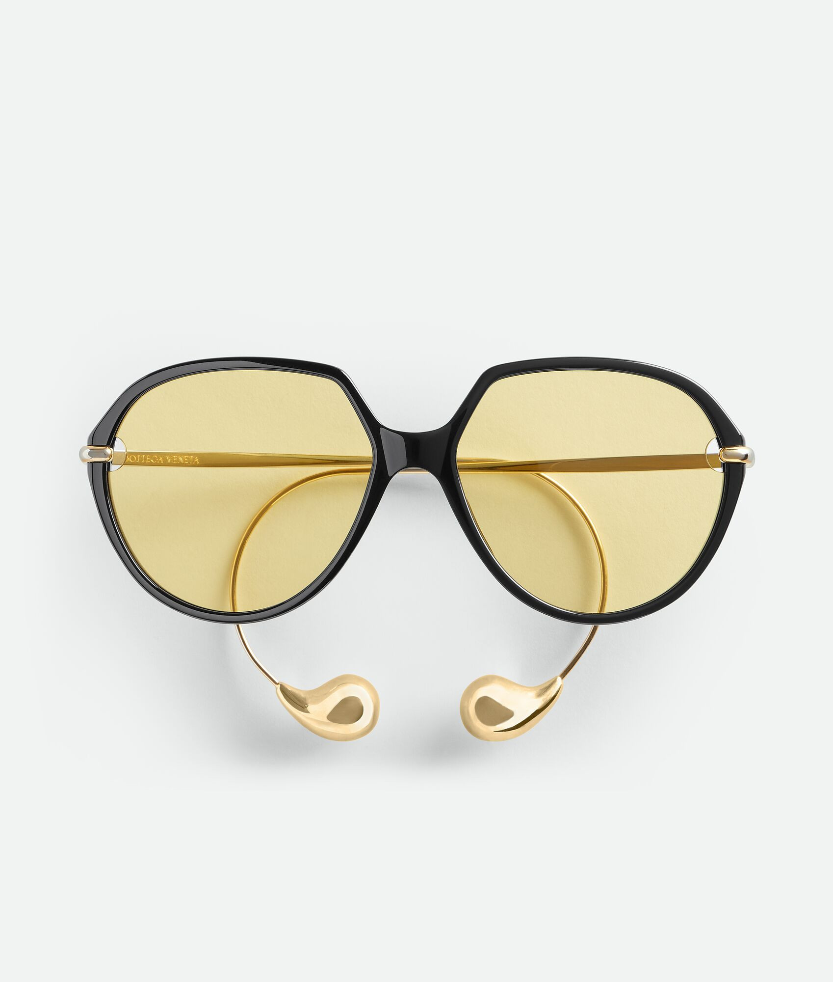 Drop Squared Sunglasses in Black/yellow | Bottega Veneta US | Bottega Veneta